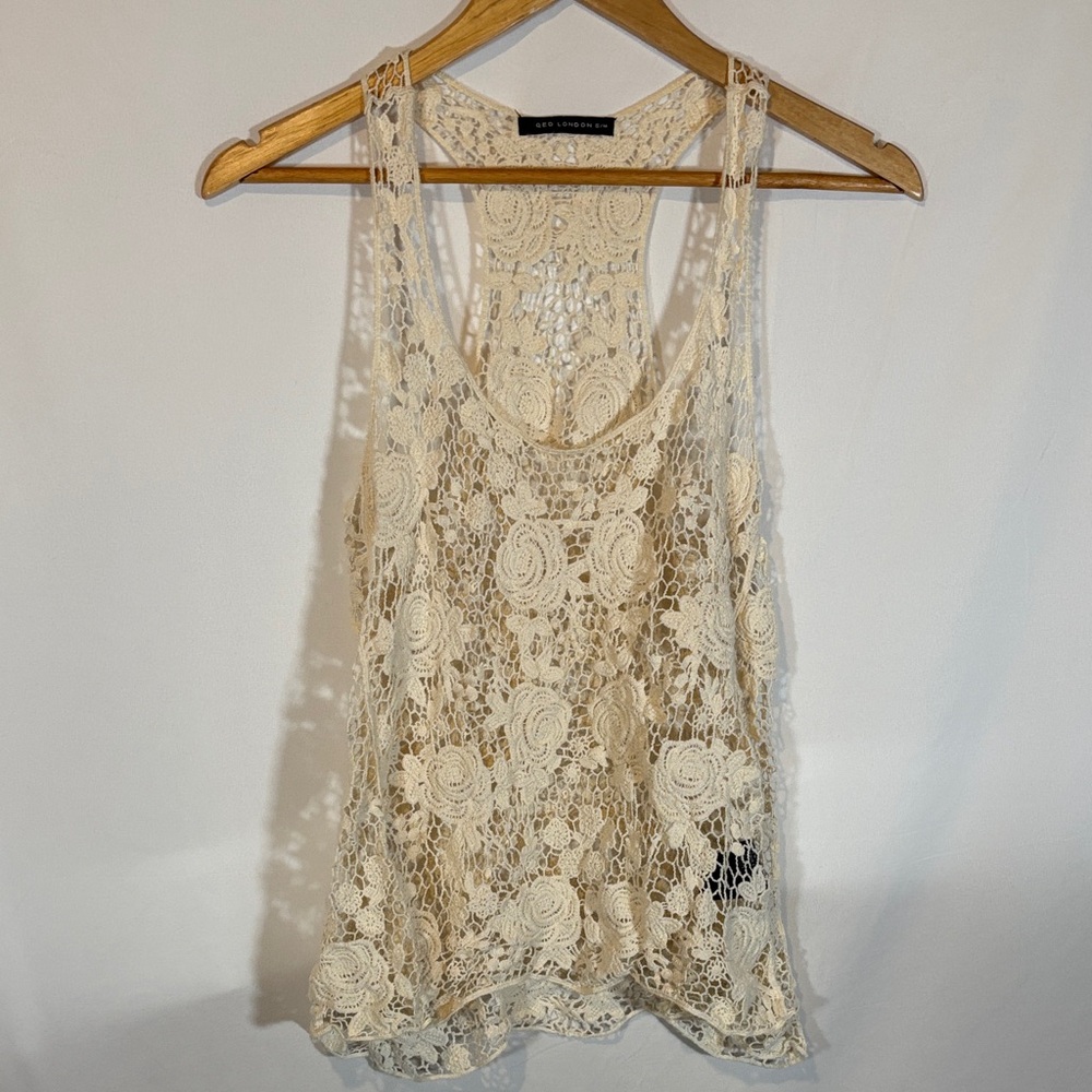 3/$20 Bundle & Save! Cream crochet sleeveless Top